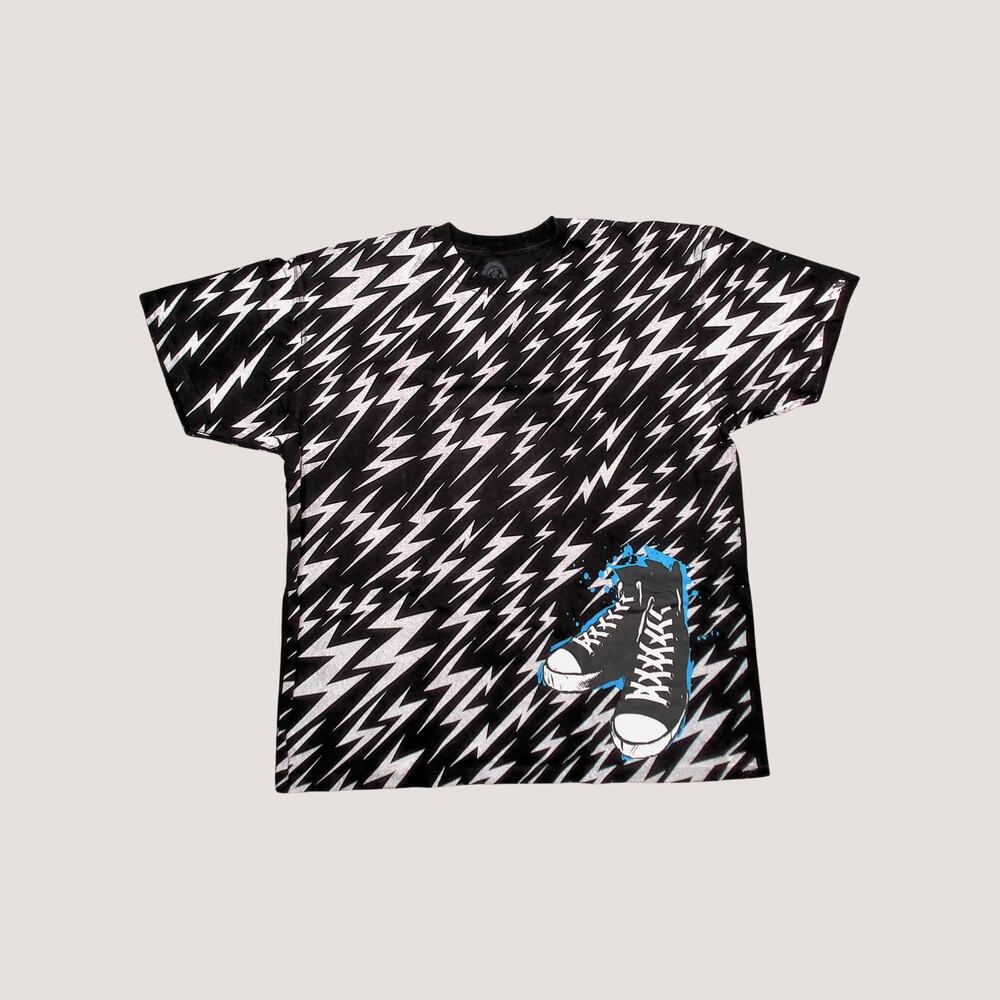 Anchor Blue Y2K Lightning Bolt Sneaker Graphic AOP Tee Black Mens 3XL Oversized
